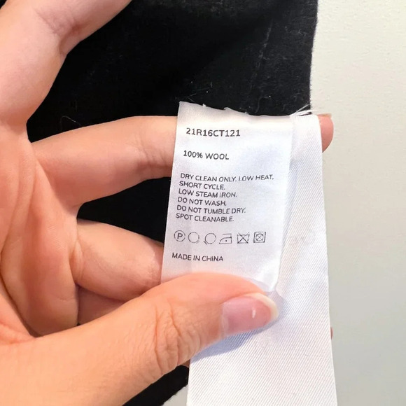 Gentle Herd 100% Wool Black Classic Bohemian Knit Collared Long Trench Coat XL - Picture 9 of 9